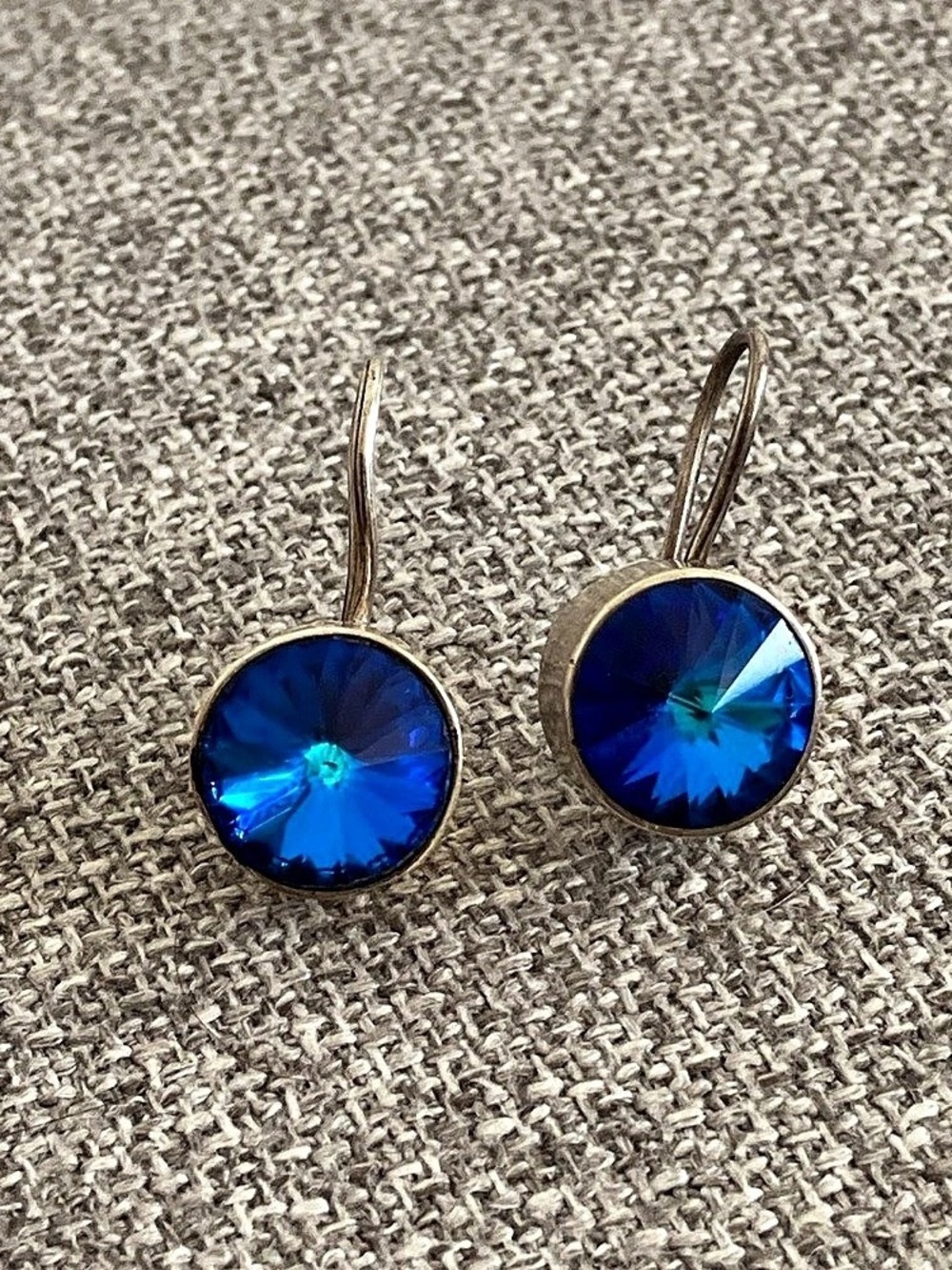 Blue Crystal 925 Drop Earrings
